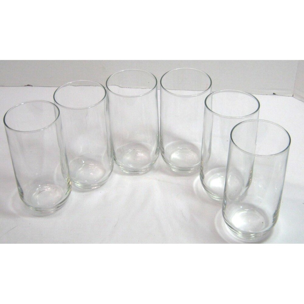 Vintage Set of (6) Libbey Glass Heavy Duty 16 ounce Drinking Glasses 5 1/8" Tall
